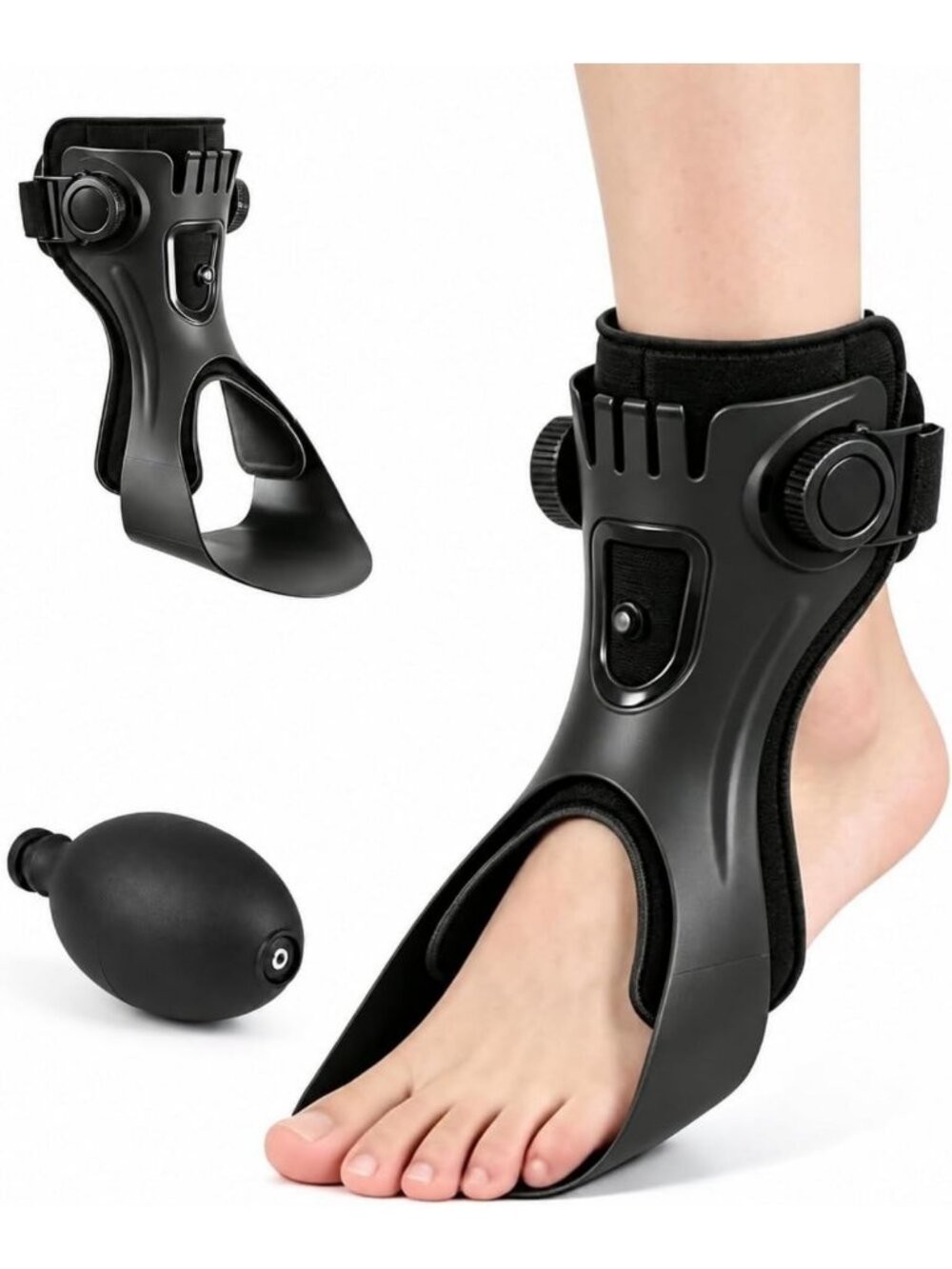 Adjustable Inflatable Ankle Foot Brace for Foot Drop, Right Leg Support
